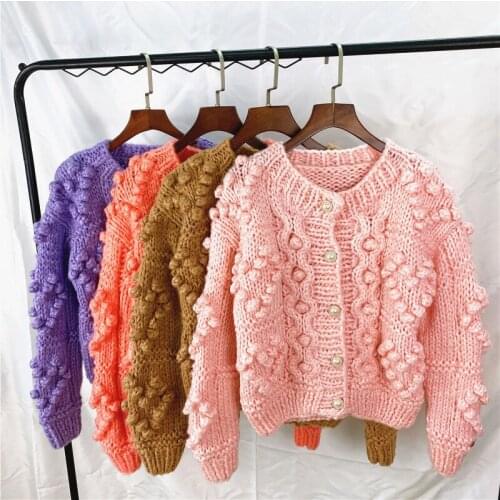 2021 Palenda New Women Cardigans Sweater O-neck Outwear Thick Streetwear Style Sweater Knitted