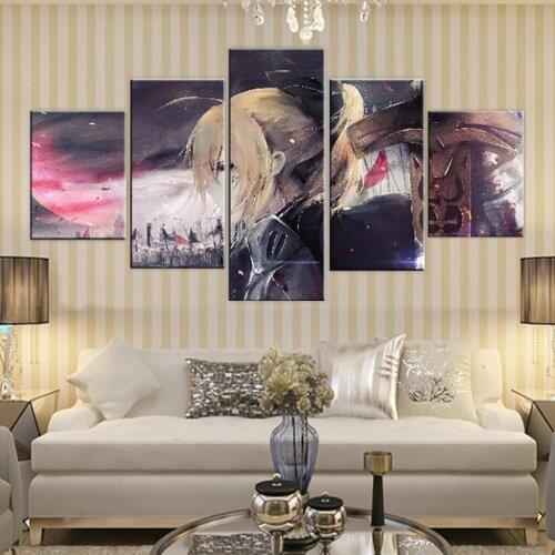 Canvas Painting 5 Pieces Fate Zero Wall Art Painting Anime Role HD Print Modern Posters Modular Pictures Living Room Home Decor