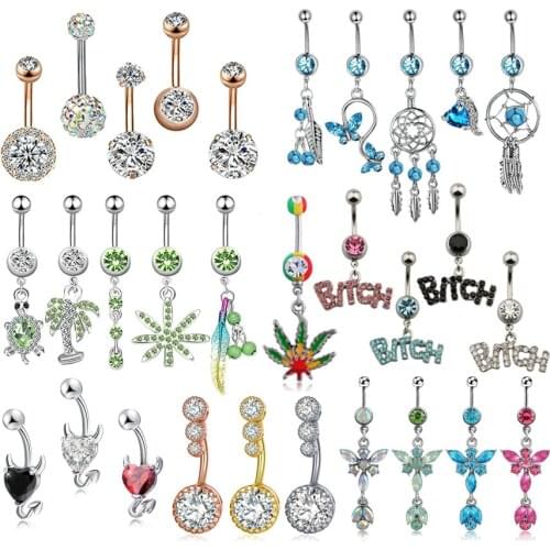 1PC Cute Rabbit Fox Belly Button Rings for Women Stainless Steel Bunny Crystal Piercing Ombligo Navel Ring Piercing Body Jewelry