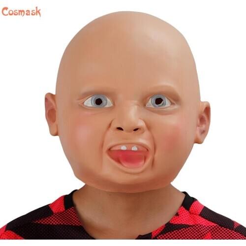 Cosmask Halloween Carnival Mask Accessories Latex Head Creepy Costume Cosplay Props Two Teeth Kid Headgear