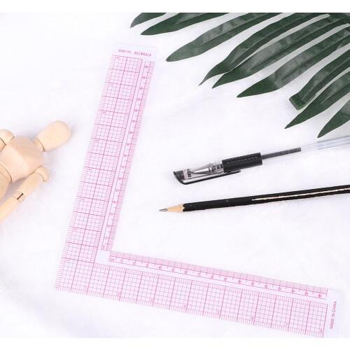 L Shape 24 x 23 cm Sewing Patchwork Quilting Ruler Plastic Clothing Cutting Craft Rule DIY Garment Design Patchwork Ruler