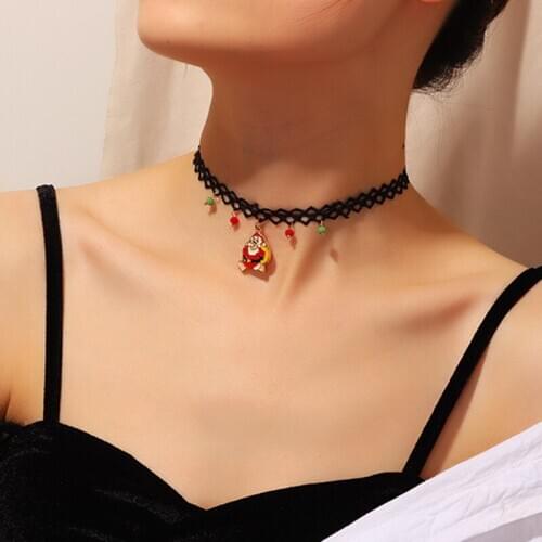 MiFaViPa Christmas Choker Necklace for Women Flannel Chain Pendant Stylish Mujer Gift Necklaces for Female Lovely Necklaces