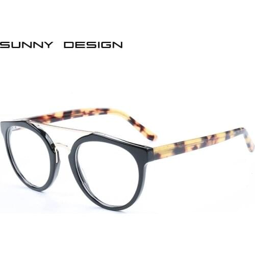 Double Beam Fashion Plate Spectacle Frame Myopia Plain Glasses Can Be Equipped with Blu-ray Computer-Resistant Glasses