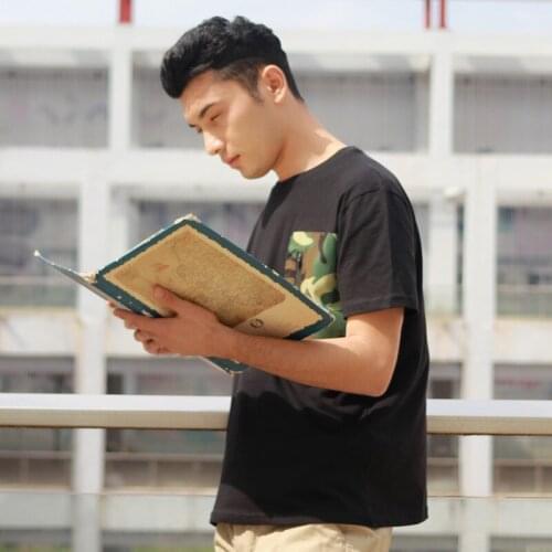 Mens round neck t shirt with Camouflage pocket 100% pure cotton Tees for young