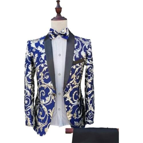 Mens suits for men smart luxury dress blazers singers 무대의상 terno masculino slim new groomsmen host costume jacket red blue