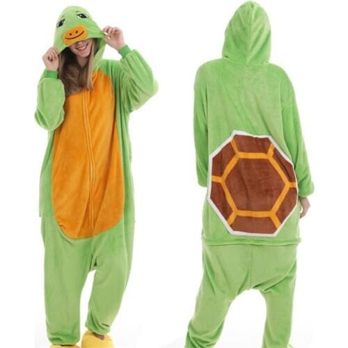 New Flannel Seaturtle Onesies Adult Turtle Pajamas Cosplay Kigurumi Pyjamas Cartoon Halloween Costumes Sleepwear Jumpsuit
