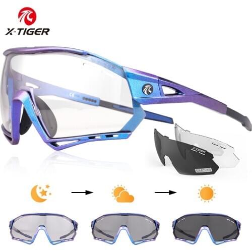 X-TIGER Photochromic Bike Glasses 3 Lens UV400 Protective MTB Bike Cycling Glasses Men Summer Outdoor Sports Bicycle Sunglasses