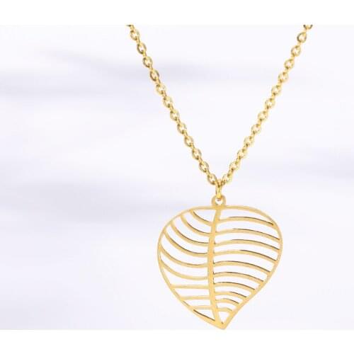 Stainless Steel Dainty Leaf Charm Necklace Womens Fashion Jewelry Rose Gold Chain Friendship Necklace 2019 Collier Femme Bijoux