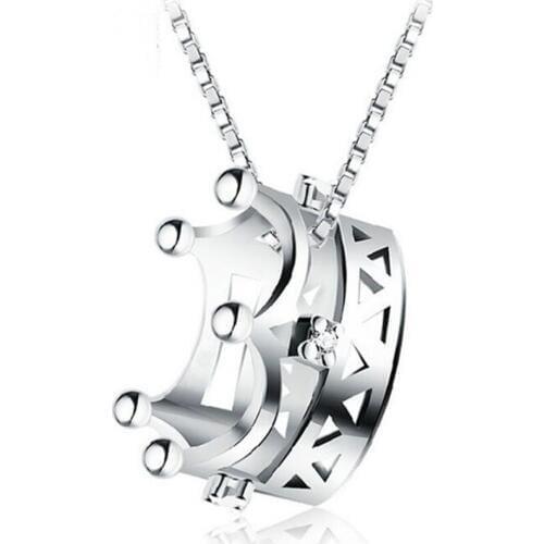 Romantic New Arrival Aesthetic Micro-inlaid Crystal Beautiful 925 Sterling Silver Jewelry Crown Pendant Necklaces N044