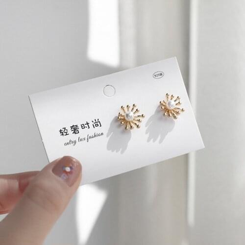S925 needle sweet and compact joker pearl ear stud temperament contracted web celebrity fashion ear clip earrings female