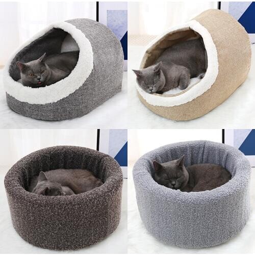 Detachable Warm Cat Dog Bed Round Pet Cushion Nest Sofa For Small Medium Large Dogs Cat Winter Dog Kennel Puppy Mat Pet Bed
