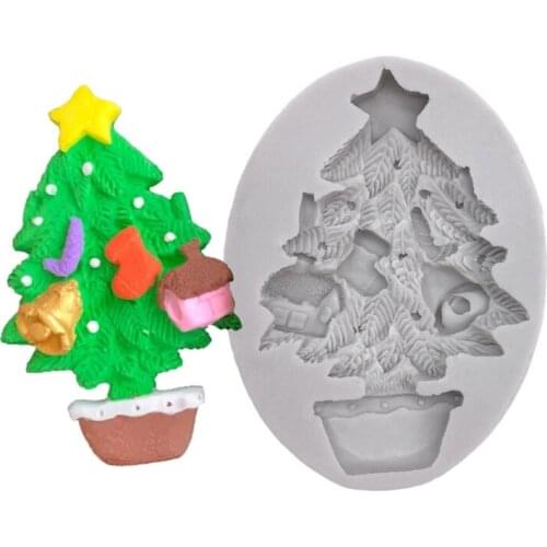 Christmas Tree Silicone Mold Fondant Cake Decorating Tools Sugarcraft Candy Clay Mold Cookie Cupcake Chocolate Baking Mold
