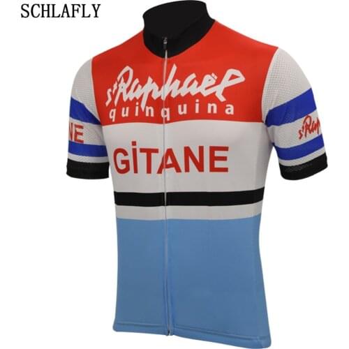 Blue red cycling jersey short sleeve classic summer bike wear jersey road jersey clothing bicycle clothes schlafly
