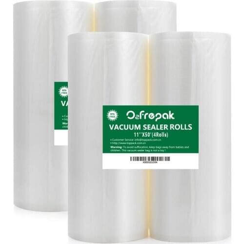4Pack (Total 200Feet) 11x50 Rolls Food Saver Vacuum Sealer Freezer Bags Rolls for Food Saver Seal a Meal Vacuum Sealer