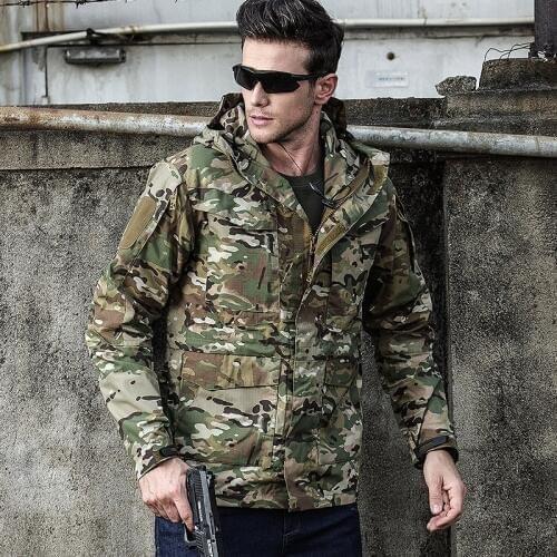 Men Outdoor Upgrade M65 Windbreaker Tactical Windproof Warm Loose Coats Camping Hiking Hunting Camouflage Training Cargo Jackets
