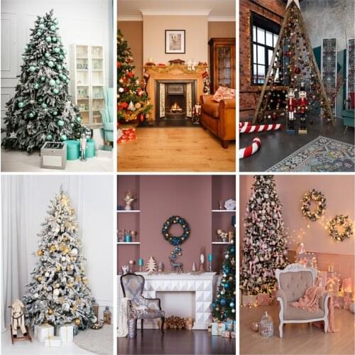 Vinyl Custom Fireplace Christmas Tree Photography Background Child Baby Portrait Backdrops For Photo Studio Props 21524JPW-01