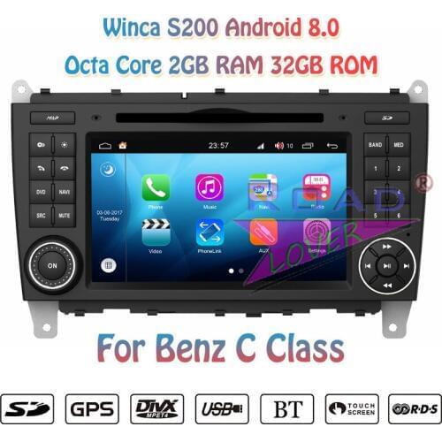 Winca S200 Android 8.0 Car Multimedia DVD Player Video For Benz C Class Stereo GPS Navigation Automagnitol Double Din Radio 7"