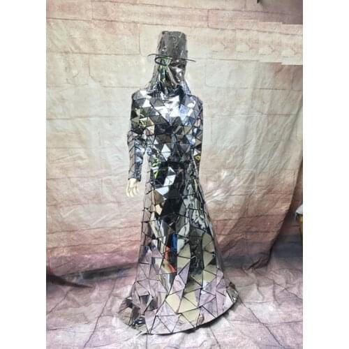 Mirror Men Costume Women dresses Stage Performance Clothing Party Outfit Nightclub Dress Mirror Mask Suit Festival Wear