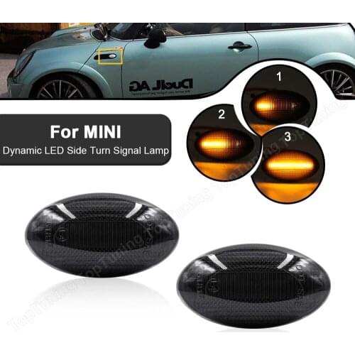 1Pair Smoke/Clear Dynamic LED Side Marker Turn Signal Lamp Flowing Repeater Light For Mini Cooper R50 R52 R53 2002-2008