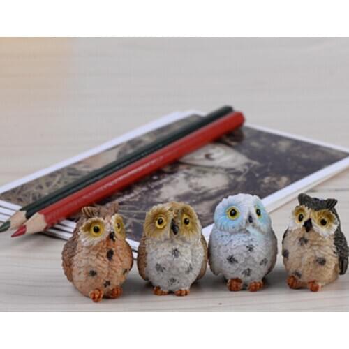 1PC Pvc Cartoon Cute Owl Chic Garden Owl Moss Terrarium Desktop Decor Crafts Bonsai Animals Miniature Diy