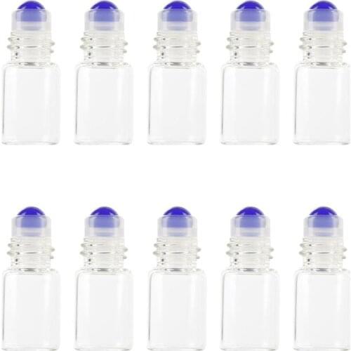 10Pcs/Pack 2ml Transparent Glass Roll on Bottle Sample Test Essential Oil Vials with Roller For Travel Cosmetic Container