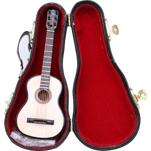 2021 Handmade Miniature Dollhouse Wooden Mini Guitar Model With Box For Action Figures Hot Toys Dolls Accessories