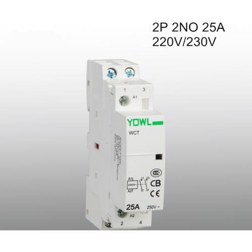 2P 25A CT1 220V/230V 50/60HZ 35mm Din rail Household ac contactor 2NO