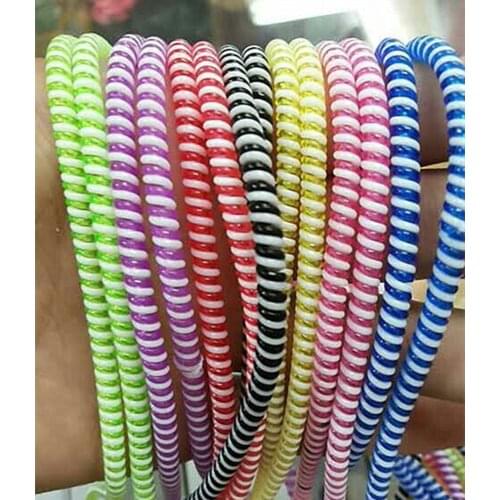 300pcs/lot 50cm Double Colors Solid Color TPU spiral USB Charger cable cord protector wrap cable winder organizer, Hair ring