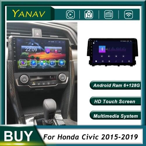 Android 2 Din Car Audio Radio GPS Navigation For Honda Civic 2015 - 2019 Car Video Touch Screen Multimedia MP3 Player Head Unit