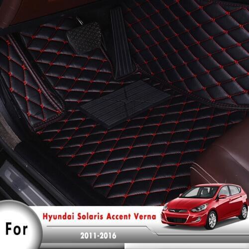Custom Car Floor Mats For Hyundai Solaris Accent Verna 2011 2012 2013 2014 2015 2016 Auto Interior Carpets Covers Accessories