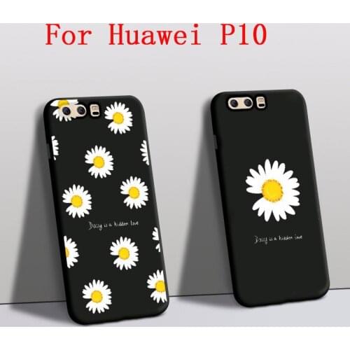 Funda For Huawei p10 case Silicone Protector Rose Daisy Flower Mobile phone cover For Huawei p10 back Cover Black Shell VTR-AL00