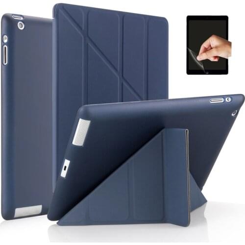 Ultra Thin Stand PU Leather case for apple ipad 2/3/4 case soft Back Flip Smart cover for iPad 2017 9.7inch 2018 Table Case+film