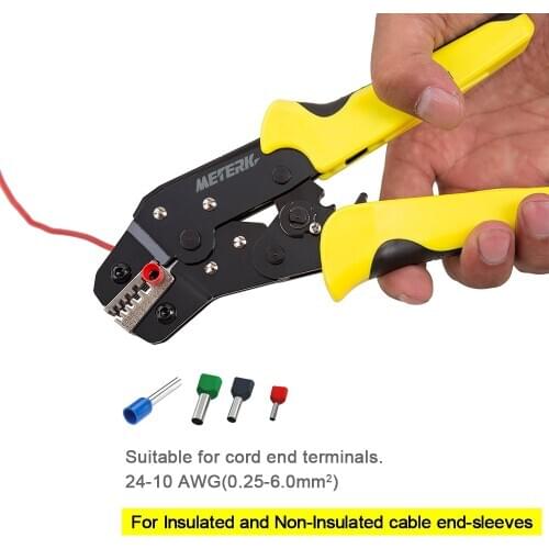 Crimpzangen Abisolierzange Set Meterk 4 In 1 Kabelschuhzange Set mit Aderendhülsenzange Ratschen-Terminal 0,2 bis 6.0 mm²