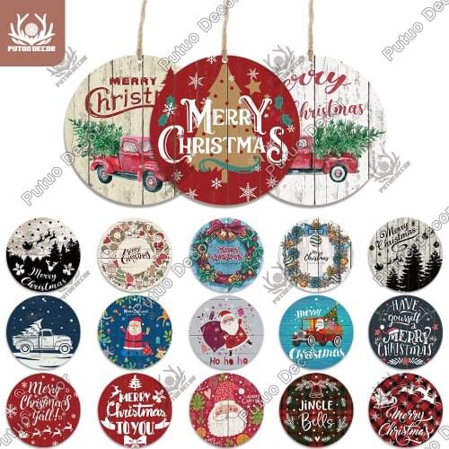 Putuo Decor Christmas Wooden Round Signs Wall Plaque for Christmas Tree Ornament 2020New Years Xmas Tree Decoration Navidad Gift