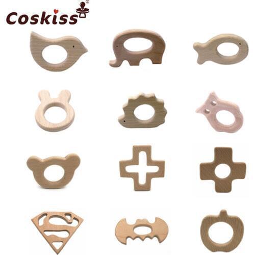 Wooden Teether Toy Baby Safe Nurse Breastfeeding Chew Training Toddler Unwaxed Beech Wooden eco-friendly Organic Baby Teether