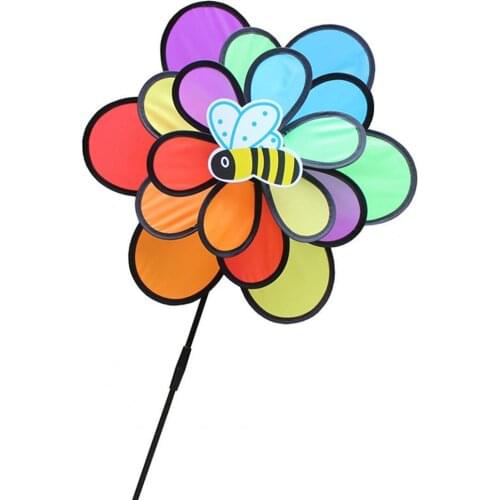 Kids Toys Pin-wheel Funny Colorful Three Layers Bee Beetle Windmill Wind Spinner Pinwheels for Outdoor Camping Decoration