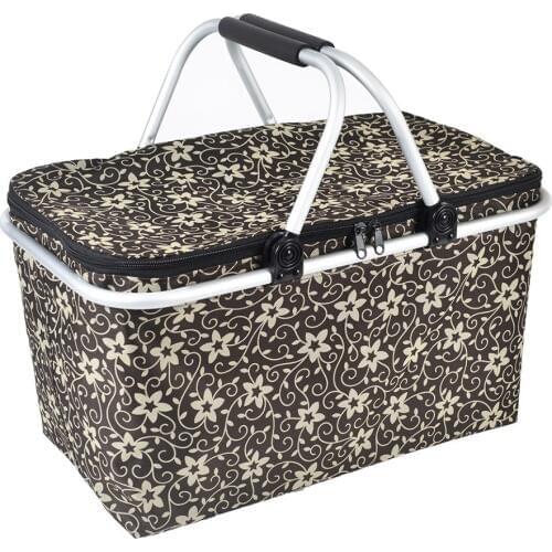 Picnic Insulated Bag, Storage Basket - 32L Large 600D Fabric BBQ Meat Drinks Cooler Bag - Folding Collapsible Thermal Lunch Box