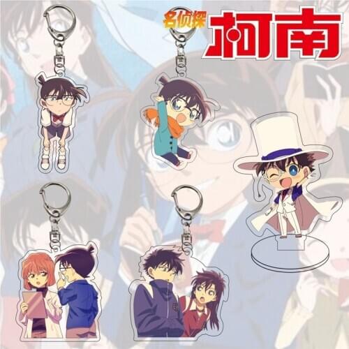 Classic Japanese Anime Detective Conan Keychain Kudo Shinichi Cartoon Figures Acrylic Key Ring Holder Fans Gift Chaverio Llavero