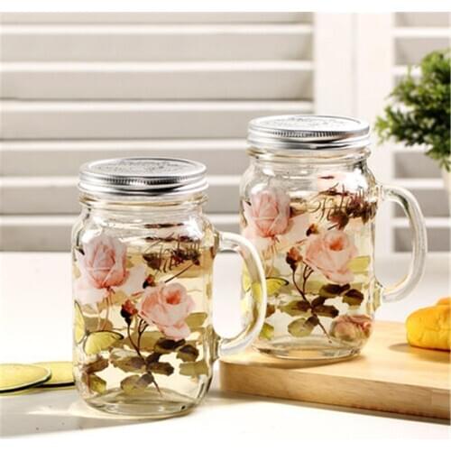 Creative Glass Cup Bottles With Lid Glass Shot Glasses Juice Jars Fincan Eco-friendly Transparent Mugs Tea Cup Big LZI031