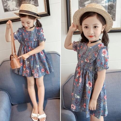 2021Summer Girls Dresses New Childrens Clothing Girls Half Turtleneck Ruffled Long Sleeve Chiffon Dress Loose Floral Dress