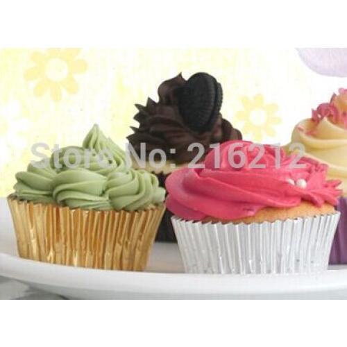 Mini gold silver blue pink foil cupcake cases papers muffin liners cake cups baking mould