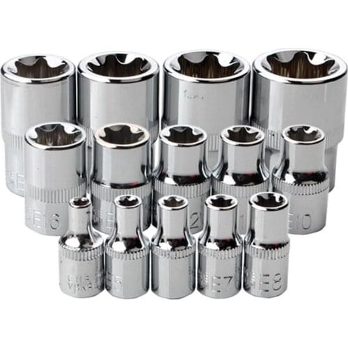 HOT-14-Piece Set E-Type 6-Flower Socket Head Combination Wrench 1/2 3/8 1/4 Auto Repair Tool E4-24mm