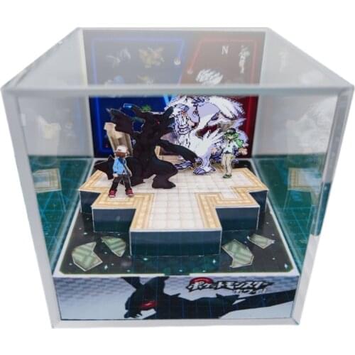 NDS Pokemon DIY Black and White Hilbert Vs N Battle Game Scene Paper Mold Figures Gift Gift Box Hobby Collection
