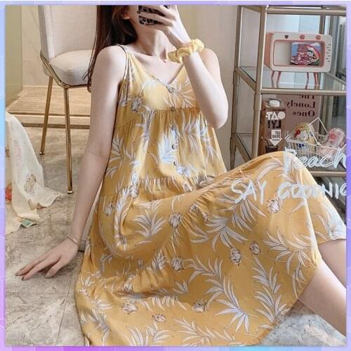 Sexy Night Dress Women Nightgowns Backless Sleepshirts Sleepwear Cute Sleep Shirt Printed Long Dresses Sleeveless Nightwear Home