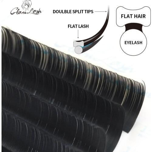 GLAMLASH Matte Flat Eyelash Extensions Wholesale Individual Soft Eyelashes Supplies Ellipse Split Tips Premade Volume Lash