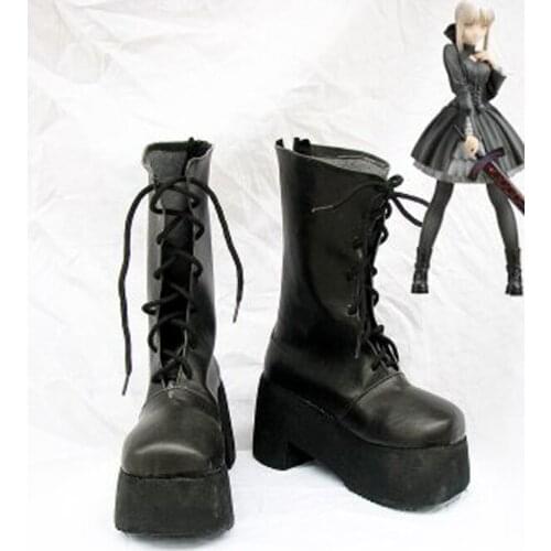 Fate Stay Night Cosplay Saber Black Cosplay Boots Shoes Anime Party Cosplay Boots Custom Made Women Shoes