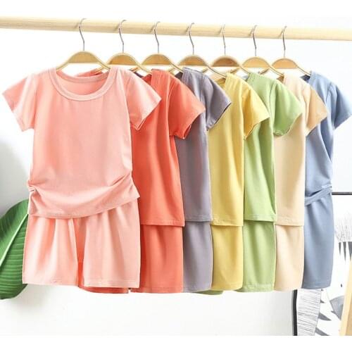 2Pieces/set Baby Clothes Childrens Sets Girls Boy Summer Clothes Solid Color Shorts and Top Set Ropa Bebe Verano Ropa De Verano
