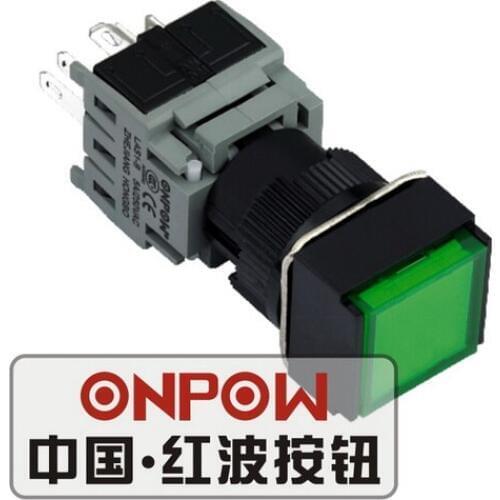 ONPOW 16mm 1NO1NC/2NO2NC/3NO3NC Momentary Red/Green/Blue Square Plastic Push Button Switch (LAS1-BF) CE,RoHS