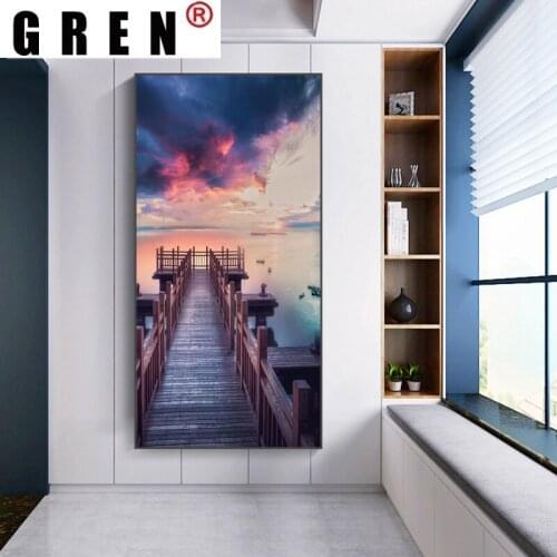 GREN Clouds Bridge Landscape Posters Canvas Prints Modern Wall Art Entrance Decorative Pictures Painting for Living Room Decor