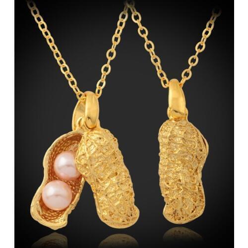 Pendants Lovely Peanut Charms Choker Necklace Chain Yellow Gold Color Fashion Jewelry Cute Jewelry Gift Wholesale Gold P11971